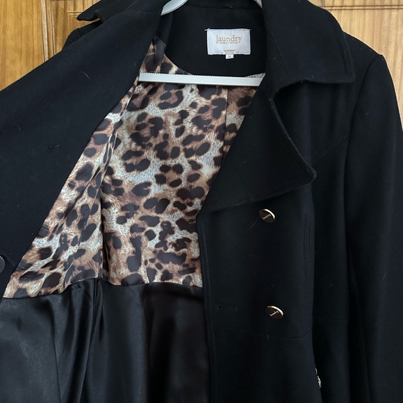 Laundry Shelli Segal Black Double Breasted Fit & Flare Wool Button Overcoat M - Picture 5 of 7